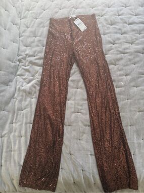 Mango Copper Sequin Wide-Leg Pants